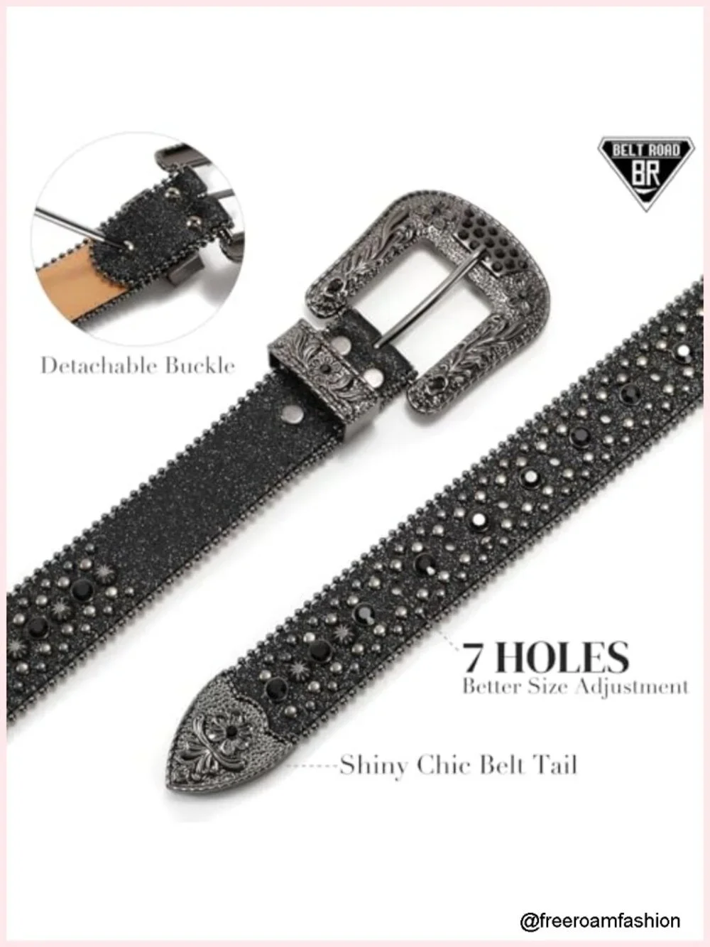 Rhinestone Belt Goth Bling Western Cowboy Cowgirl Detachable Buckle